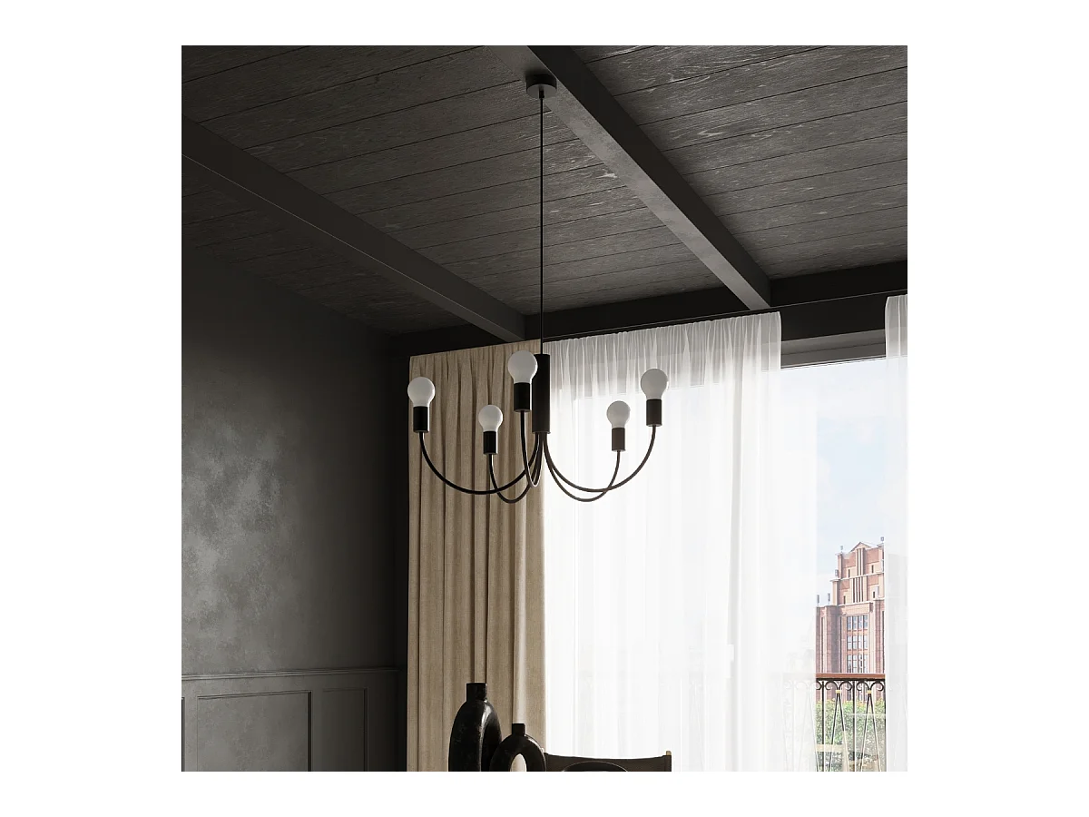 Lampadari Minimo moderno di acciaio - 3 sorgenti luminose 4000K - L.45 x A.100 cm - nero