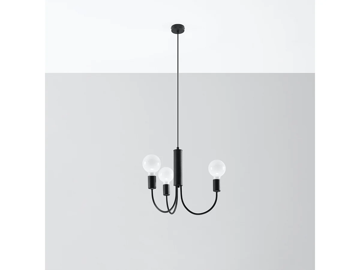 Lustres Minimo moderne en acier - 3 sources lumineuses 4000K - L.45 x H.100 cm - noir