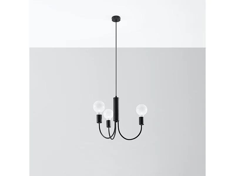 Lustres Minimo moderne en acier - 3 sources lumineuses 4000K - L.45 x H.100 cm - noir