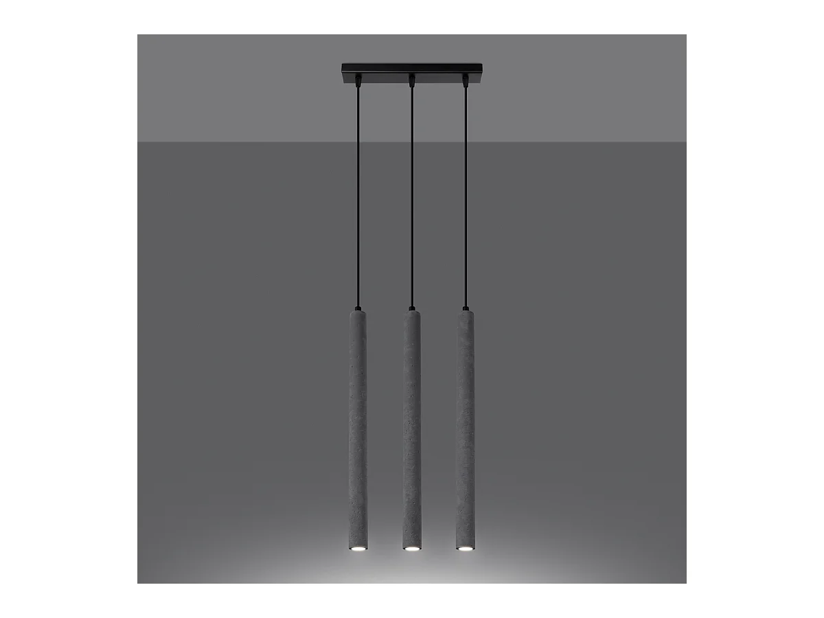 Lampy wiszące nowoczesny Brill, beton - 3 źródło światła 4000K - L.30 x H.110 cm - szary