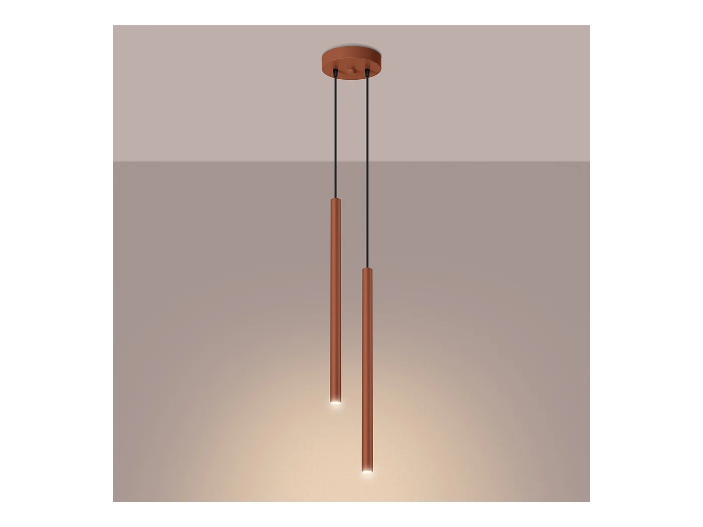 Lampada a sospensione Brill moderno di acciaio - 2 sorgenti luminose 4000K - L.15 x A.104 cm - ocra rossa