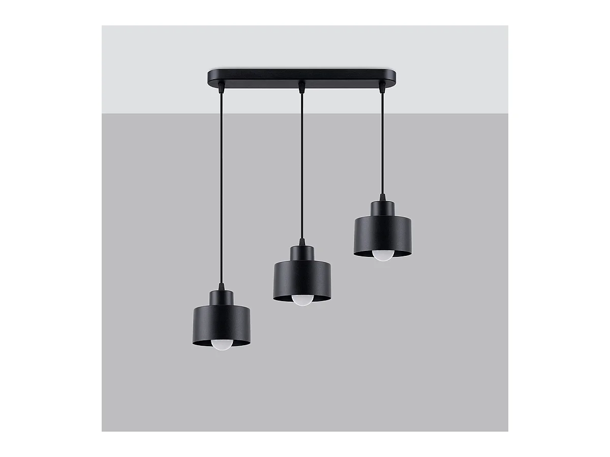 Lampy wiszące nowoczesny Zavros, stal - 3 źródło światła 4000K - L.46 x H.110 cm - czarny