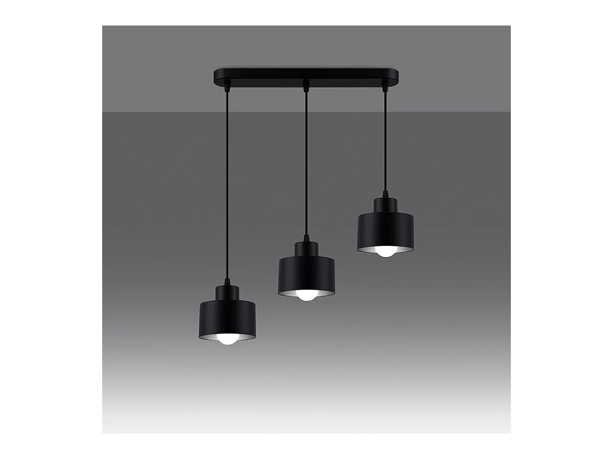 Lampy wiszące nowoczesny Zavros, stal - 3 źródło światła 4000K - L.46 x H.110 cm - czarny