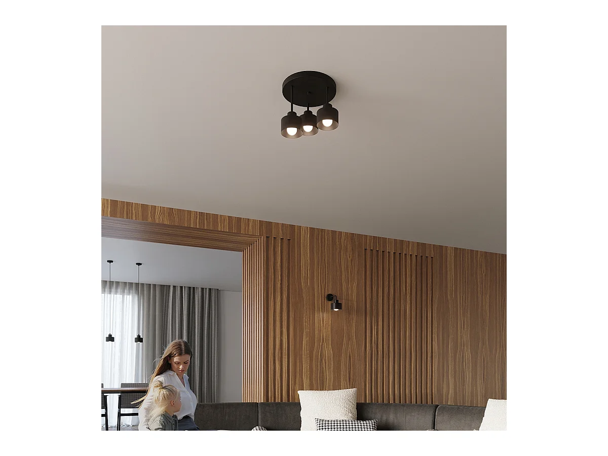 Lampy wiszące nowoczesny Zavros, stal - 3 źródło światła 4000K - L.46 x H.110 cm - czarny