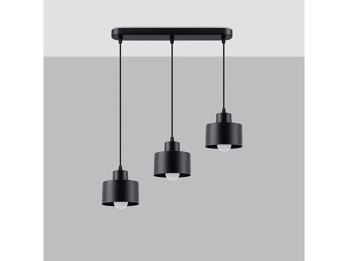 Lampes suspendues Zavros moderne en acier - 3 sources lumineuses 4000K - L.46 x H.110 cm - noir