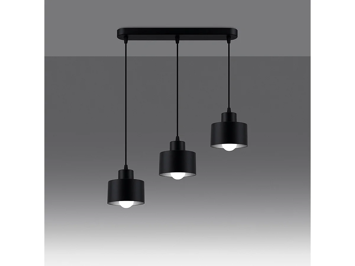 Lampes suspendues Zavros moderne en acier - 3 sources lumineuses 4000K - L.46 x H.110 cm - noir