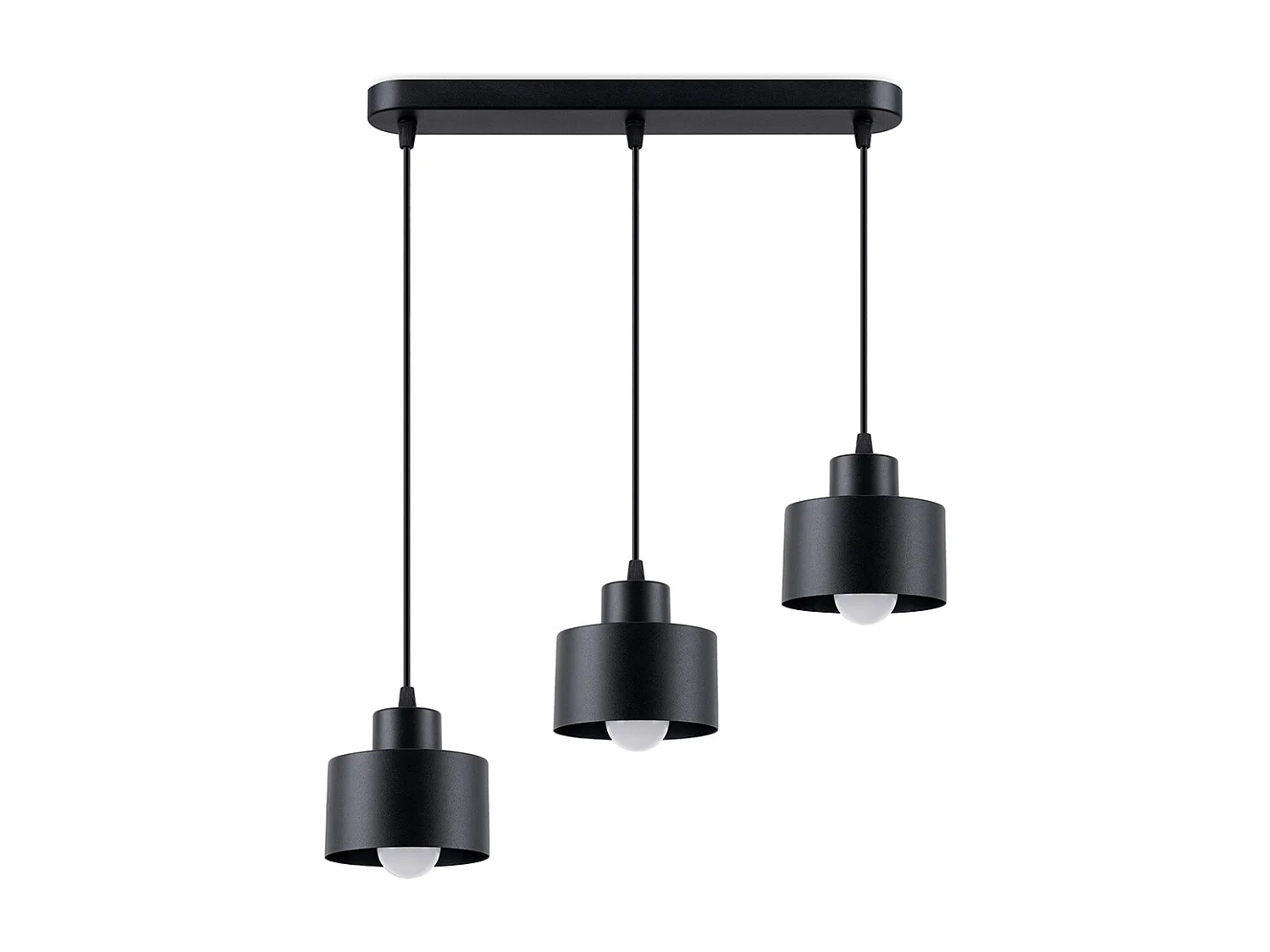 Lampes suspendues Zavros moderne en acier - 3 sources lumineuses 4000K - L.46 x H.110 cm - noir
