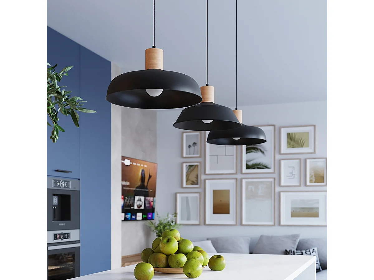 Lampes suspendues Velture scandinave en acier - 1 sources lumineuses 4000K - L.38 x H.120 cm - noir
