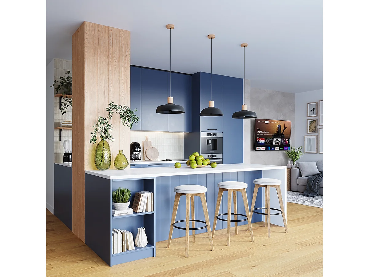 Lampes suspendues Velture scandinave en acier - 1 sources lumineuses 4000K - L.38 x H.120 cm - noir