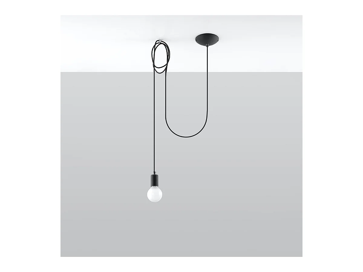 Lampes suspendues Speis grenier en tissu/acier - 1 sources lumineuses 4000K - L.300 x H.150 cm - noir