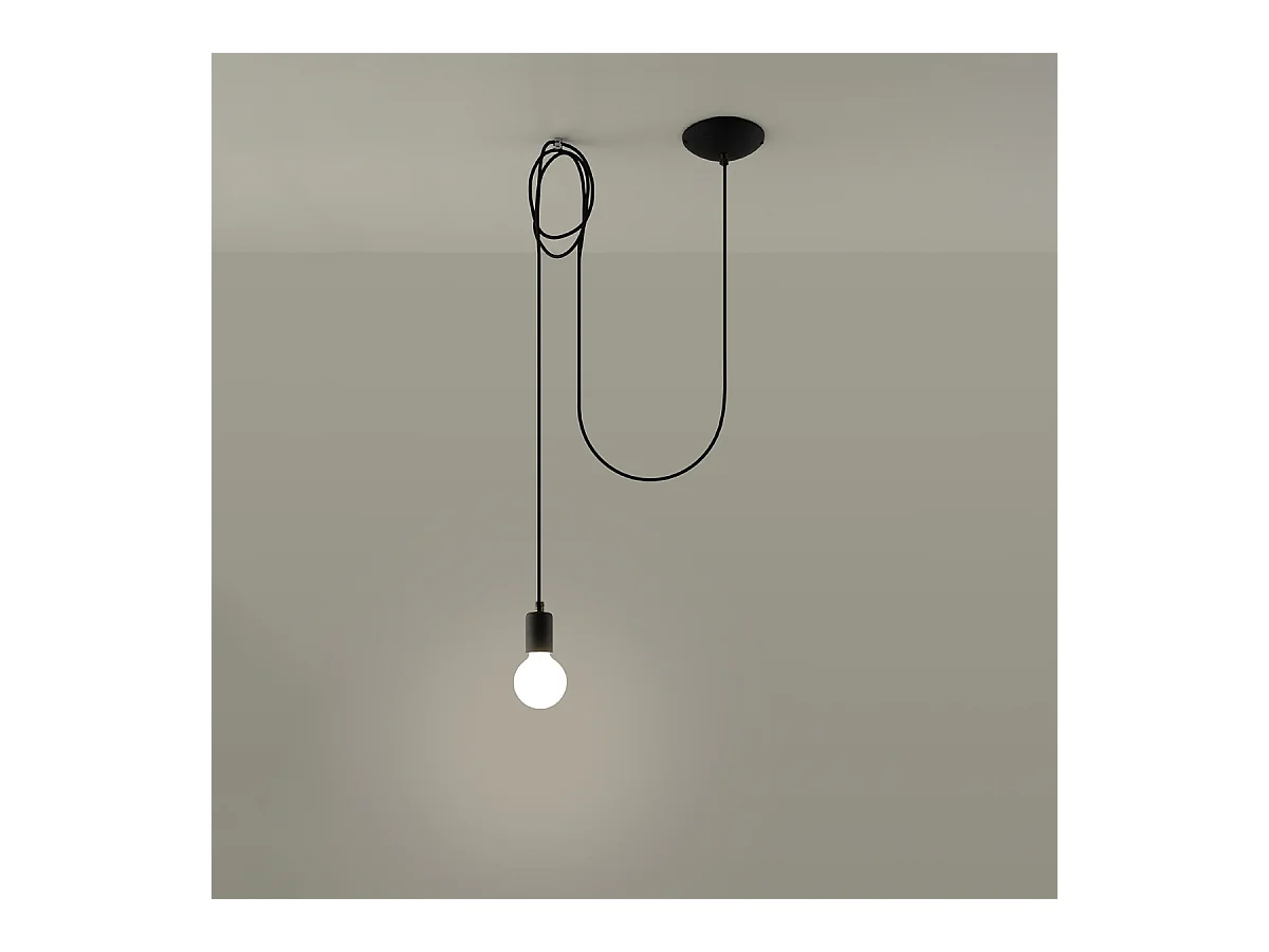 Lampes suspendues Speis grenier en tissu/acier - 1 sources lumineuses 4000K - L.300 x H.150 cm - noir