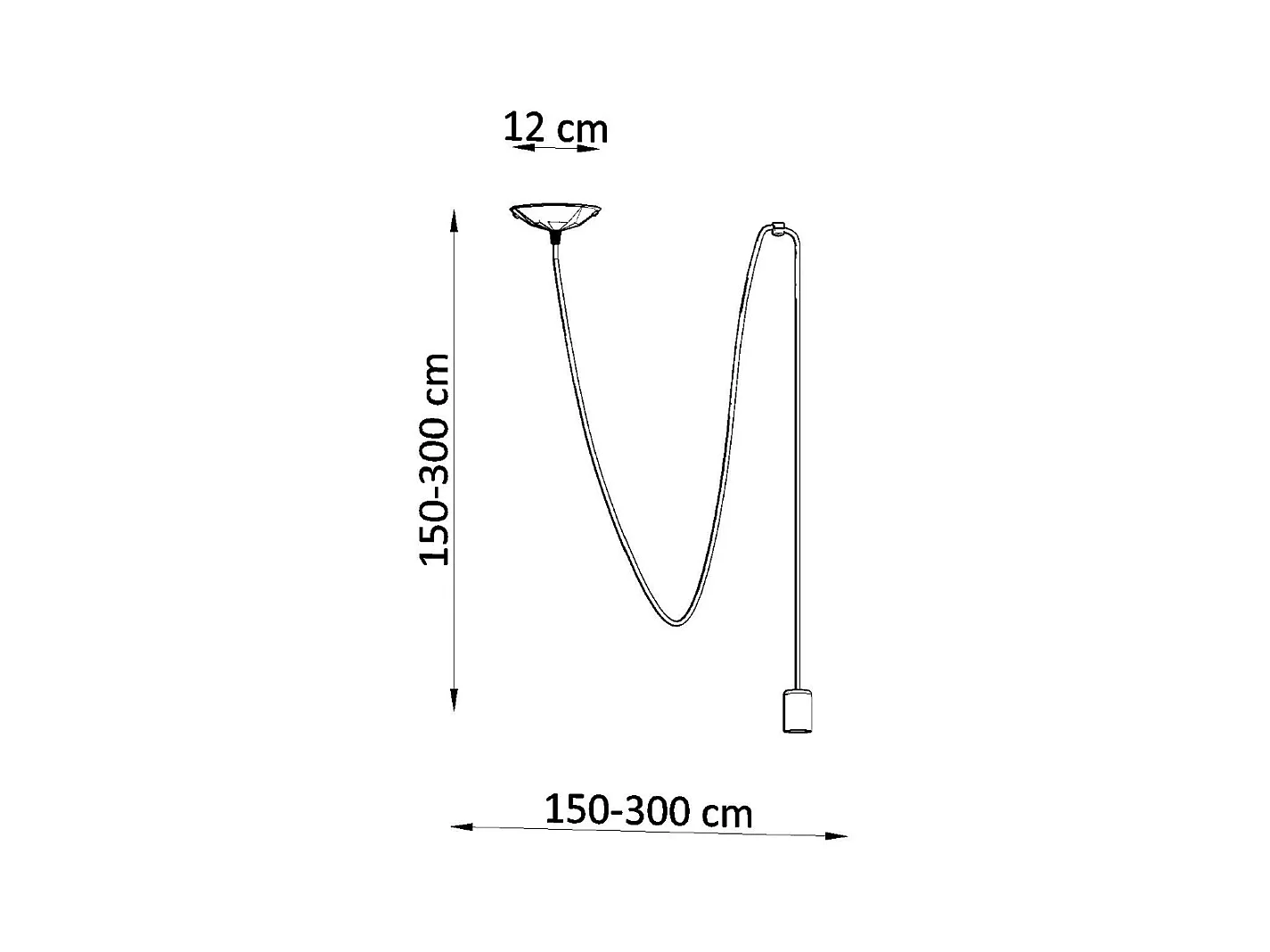 Lampes suspendues Speis grenier en tissu/acier - 1 sources lumineuses 4000K - L.300 x H.150 cm - noir