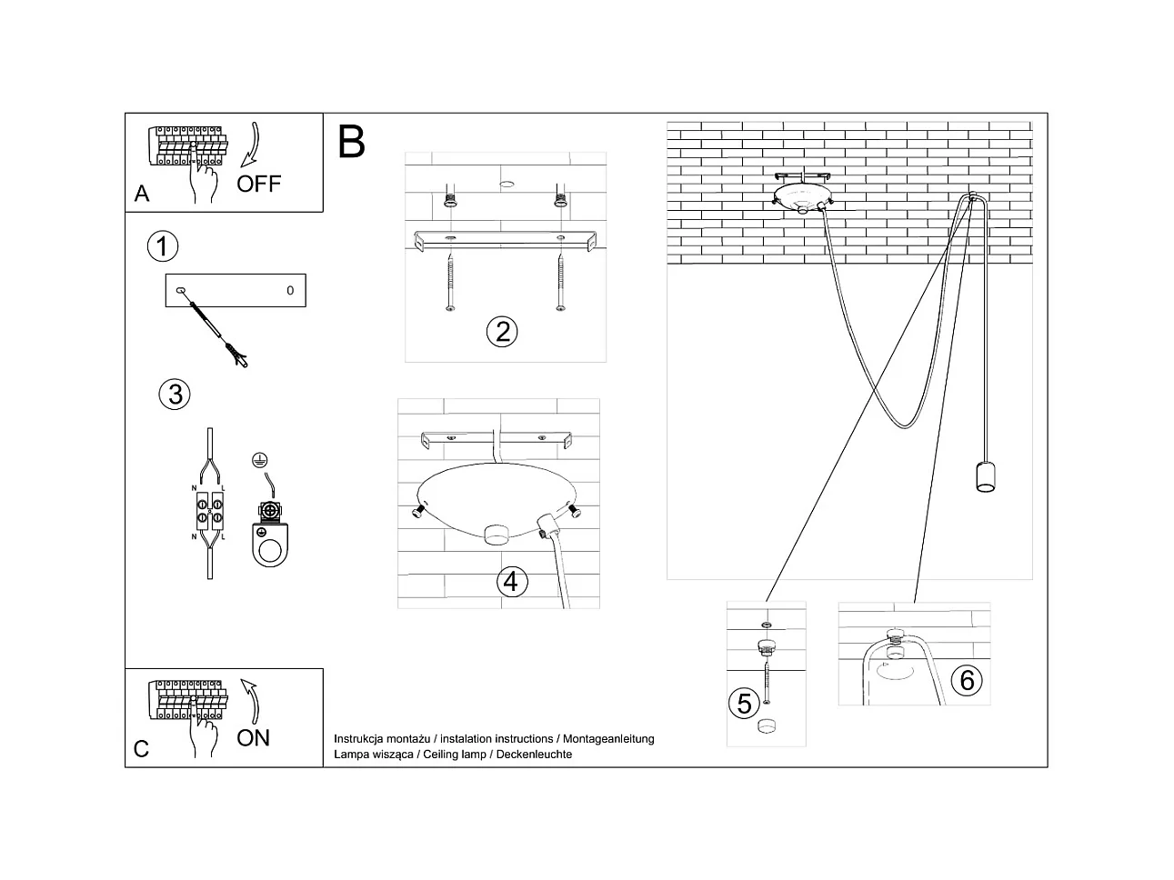 Lampes suspendues Speis grenier en tissu/acier - 1 sources lumineuses 4000K - L.300 x H.150 cm - noir