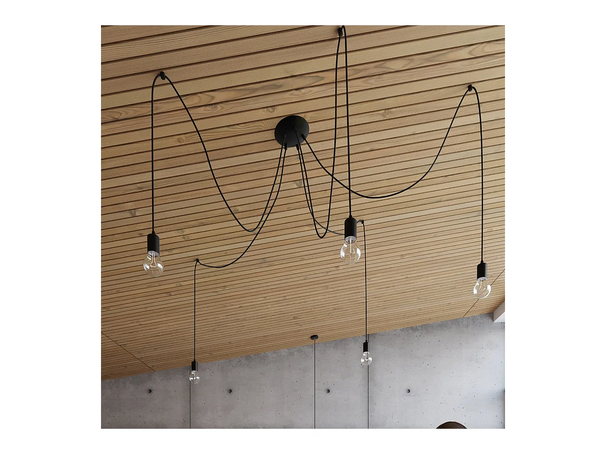 Lampes suspendues Speis grenier en tissu/acier - 1 sources lumineuses 4000K - L.300 x H.150 cm - noir