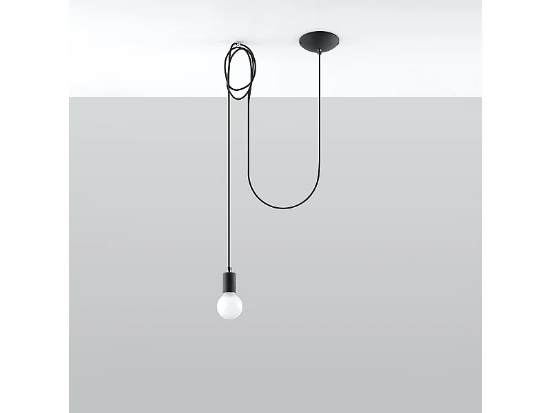 Lampy wiszące loft Speis, tkanina/stal - 1 źródło światła 4000K - L.300 x H.150 cm - czarny