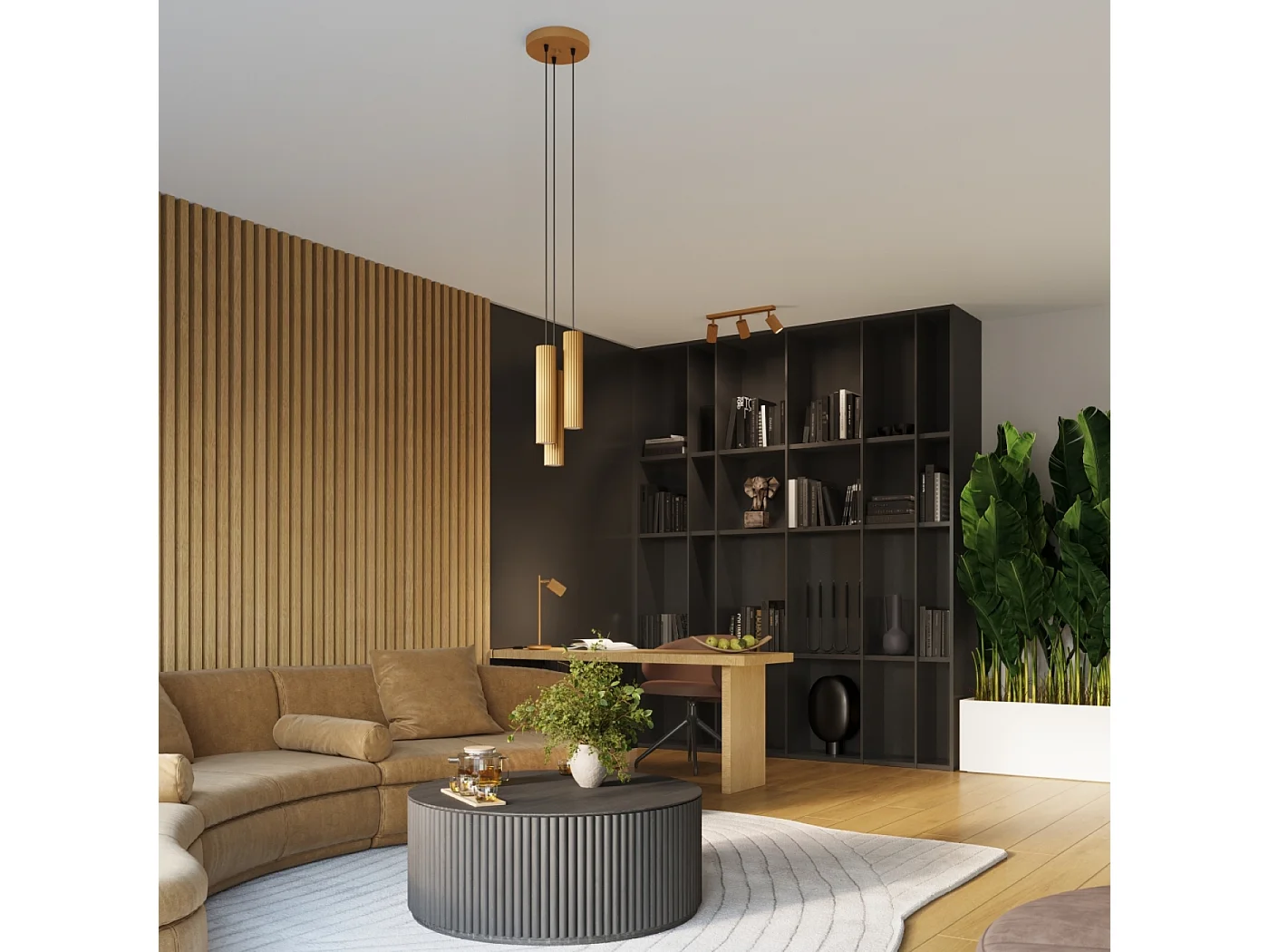 Pendelleuchte Gloow minimalistisch aus  Aluminium - 3 lichtquellen 3000K - L.19,5 x H. cm - golden