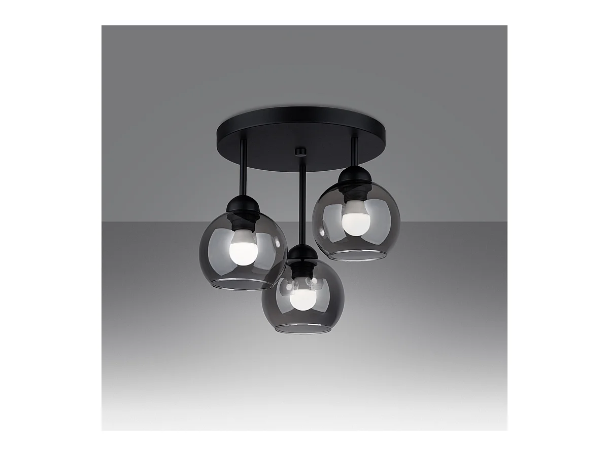 Lampadari Zelaro moderno di acciaio - 3 sorgenti luminose 3000K - L.35 x A.35 cm - nero