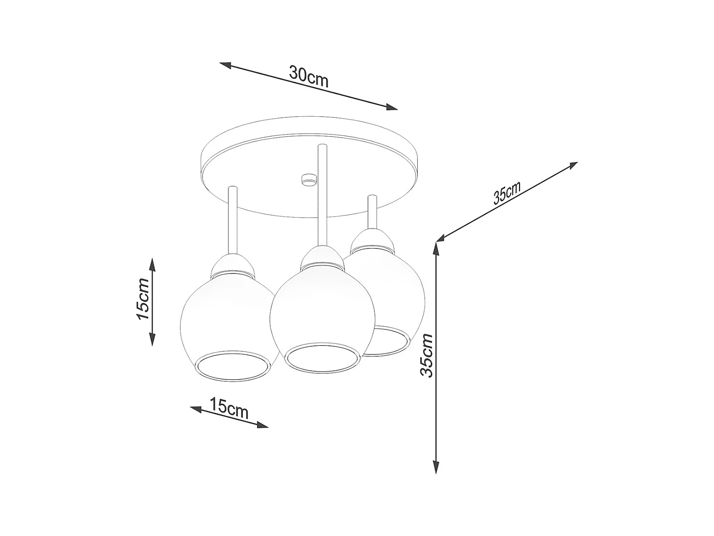 Lampadari Zelaro moderno di acciaio - 3 sorgenti luminose 3000K - L.35 x A.35 cm - nero