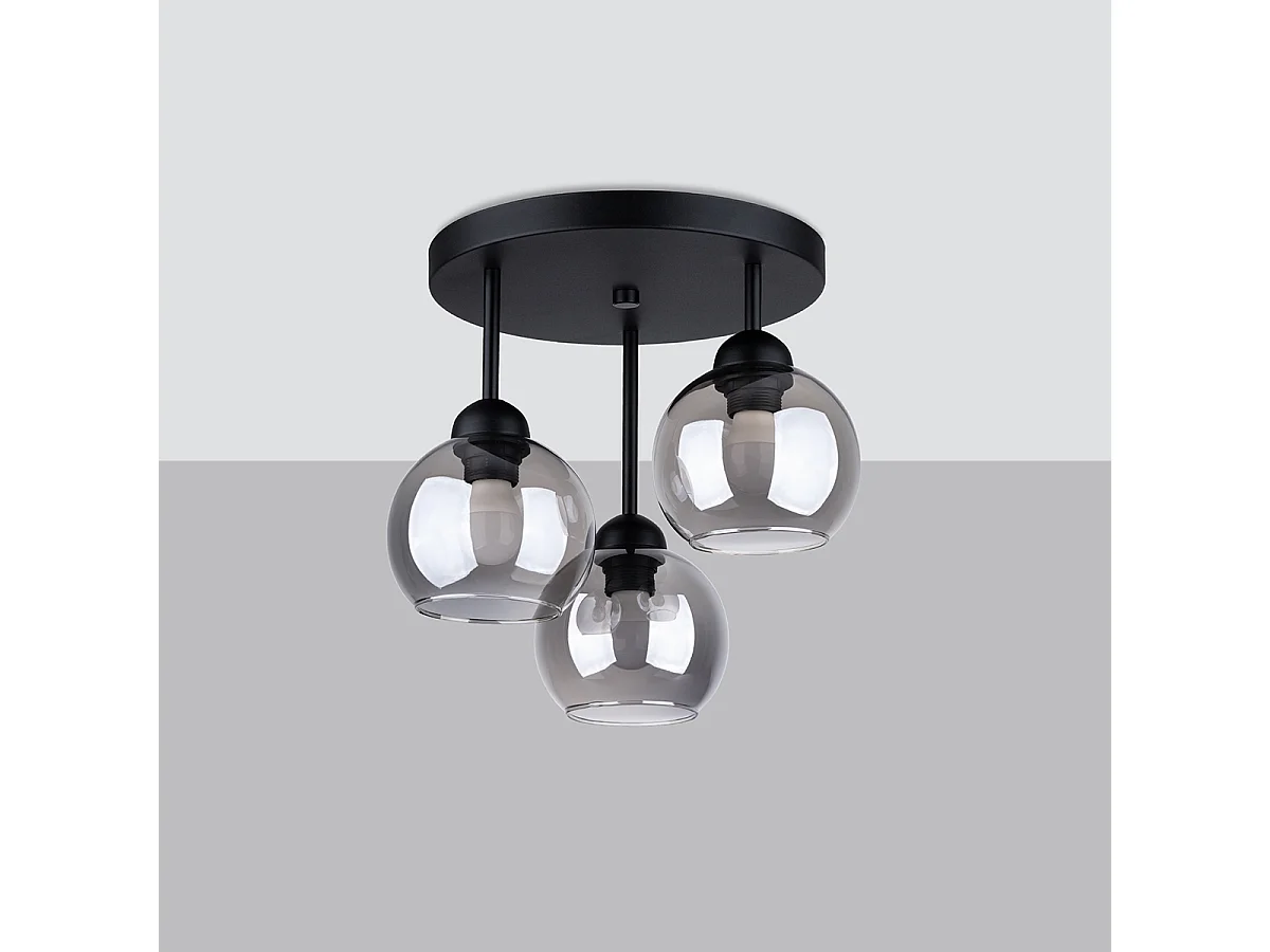 Lustres Zelaro moderne en acier - 3 sources lumineuses 3000K - L.35 x H.35 cm - noir