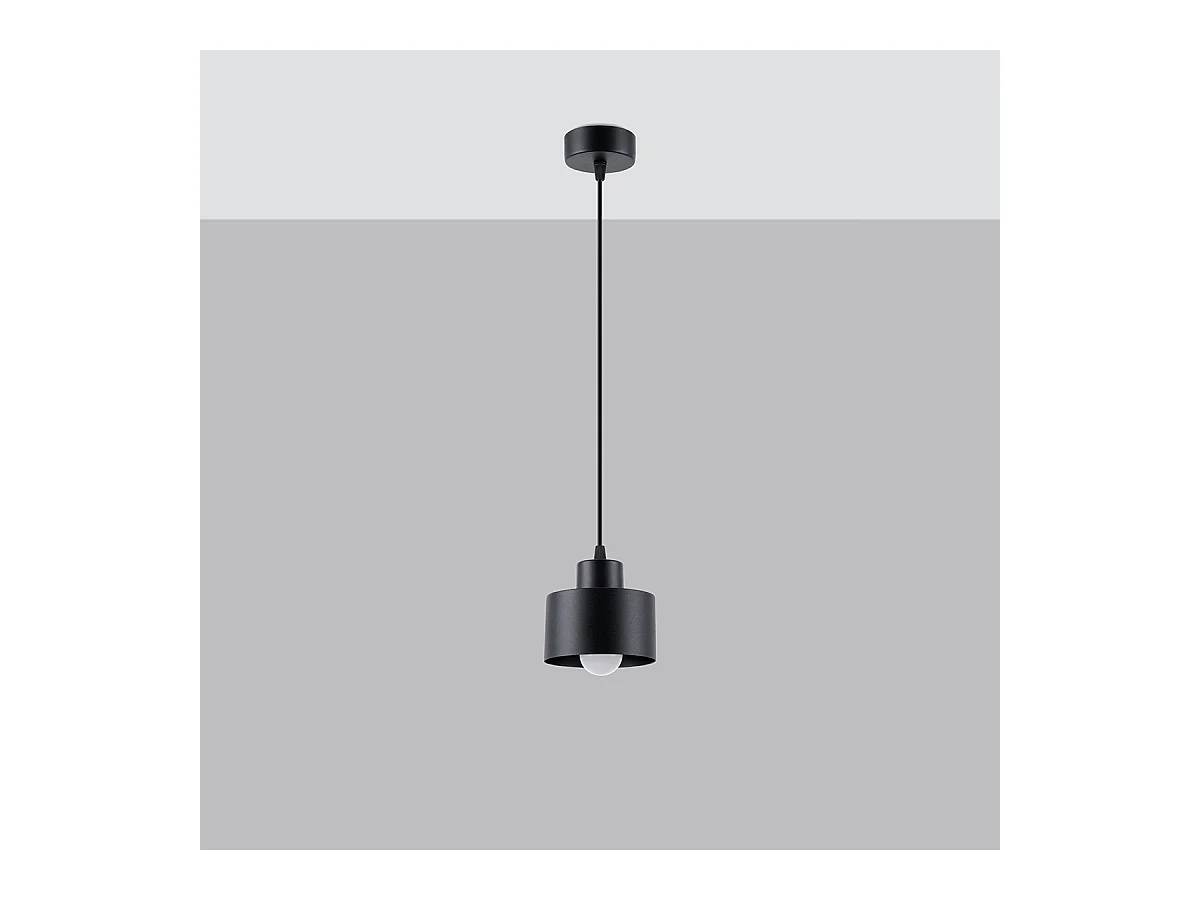 Lampy wiszące nowoczesny Zavros, stal - 1 źródło światła 4000K - L.12 x H.120 cm - czarny