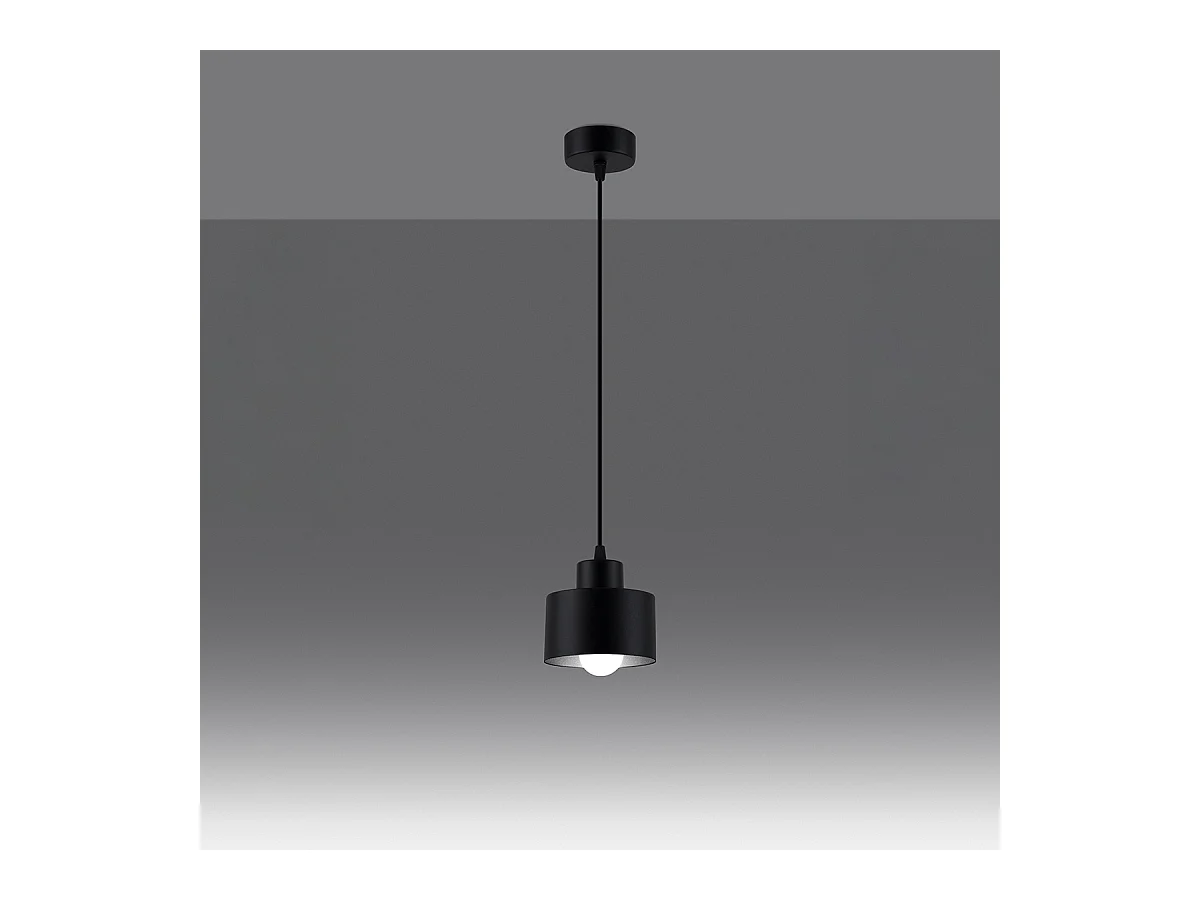 Lampy wiszące nowoczesny Zavros, stal - 1 źródło światła 4000K - L.12 x H.120 cm - czarny