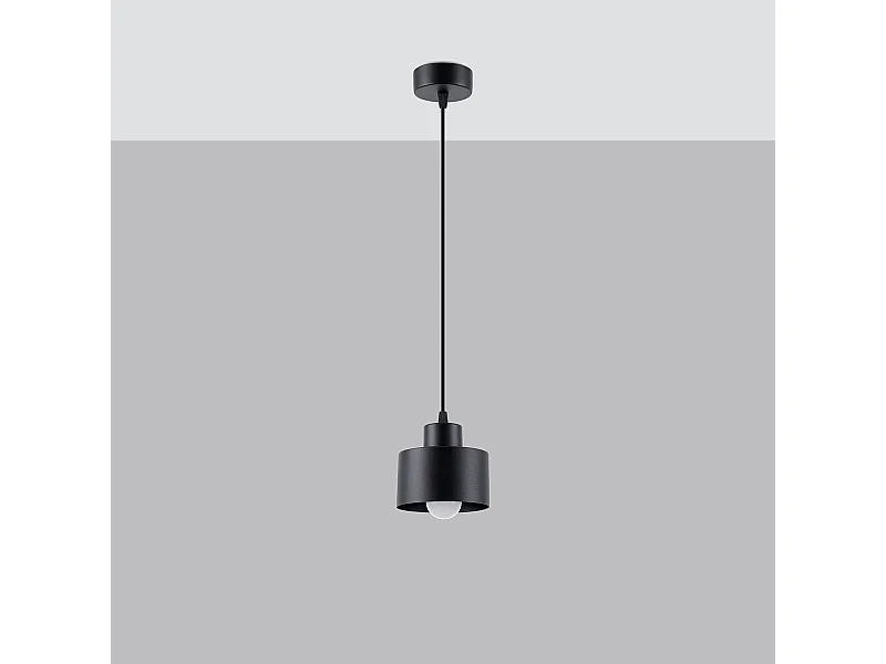 Lampes suspendues Zavros moderne en acier - 1 sources lumineuses 4000K - L.12 x H.120 cm - noir