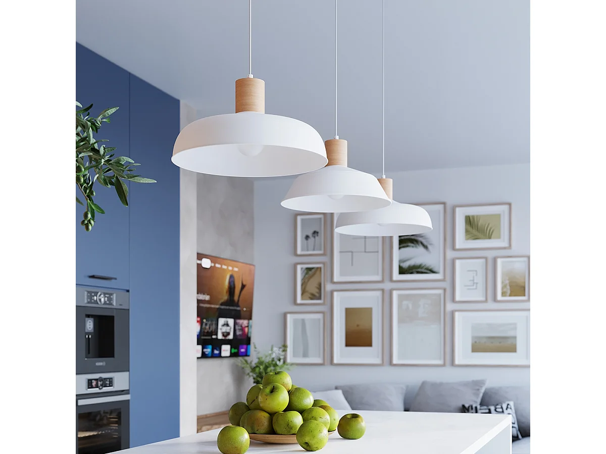 Lampes suspendues Velture scandinave en acier - 1 sources lumineuses 4000K - L.38 x H.120 cm - blanc