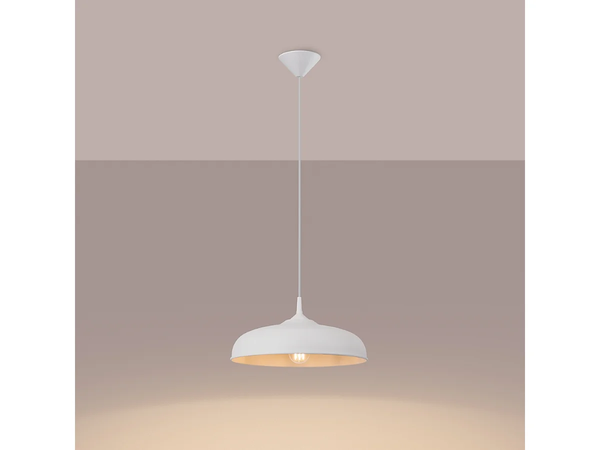 Lampy wiszące skandynawski Zinta, stal - 1 źródło światła 3000K - L.38 x H.74 cm - biały