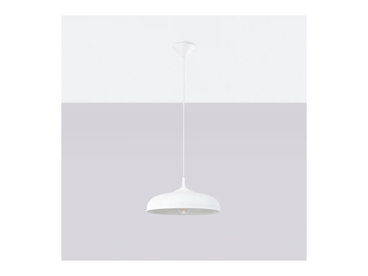 Lampy wiszące skandynawski Zinta, stal - 1 źródło światła 3000K - L.38 x H.74 cm - biały