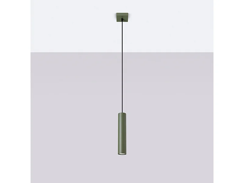 Lampa wisząca loft Toris, stal - 1 źródło światła 4000K - L.8 x H.118 cm - zielony oliwkowy