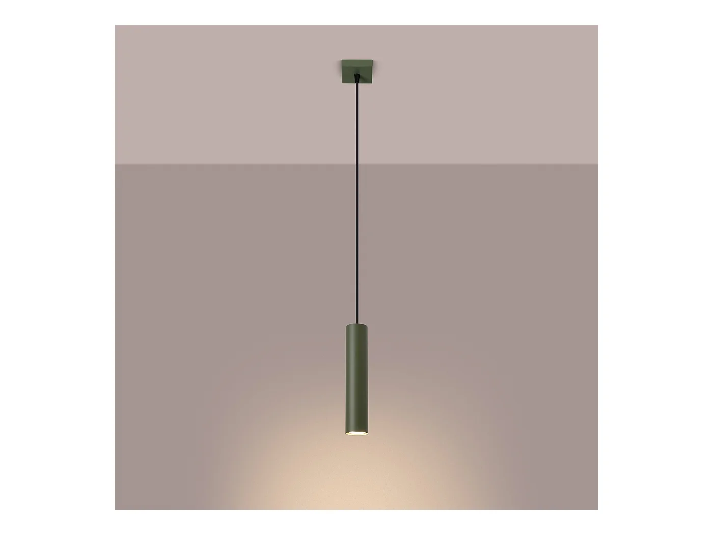 Lampa wisząca loft Toris, stal - 1 źródło światła 4000K - L.8 x H.118 cm - zielony oliwkowy