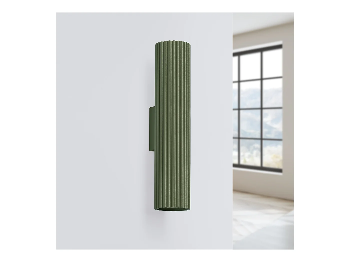 Wandlamp Gloow minimalistisch van  - 2 lichtbronnen 3000K - L.6,5 x H.30 cm - olijfgroen