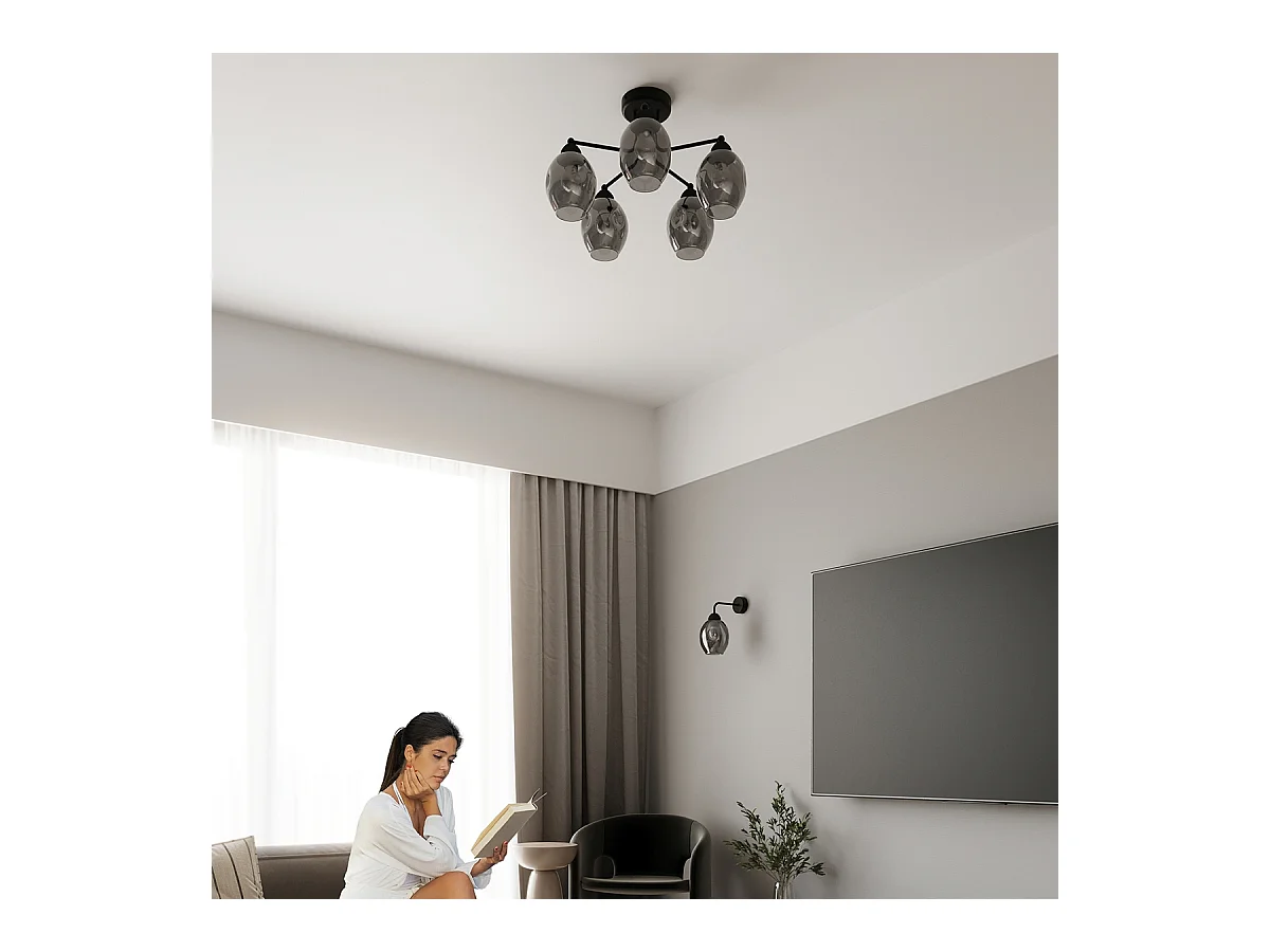 Wandlampen Allivon modern van  - 1 lichtbronnen 3000K - L.25 x H.29 cm - zwart