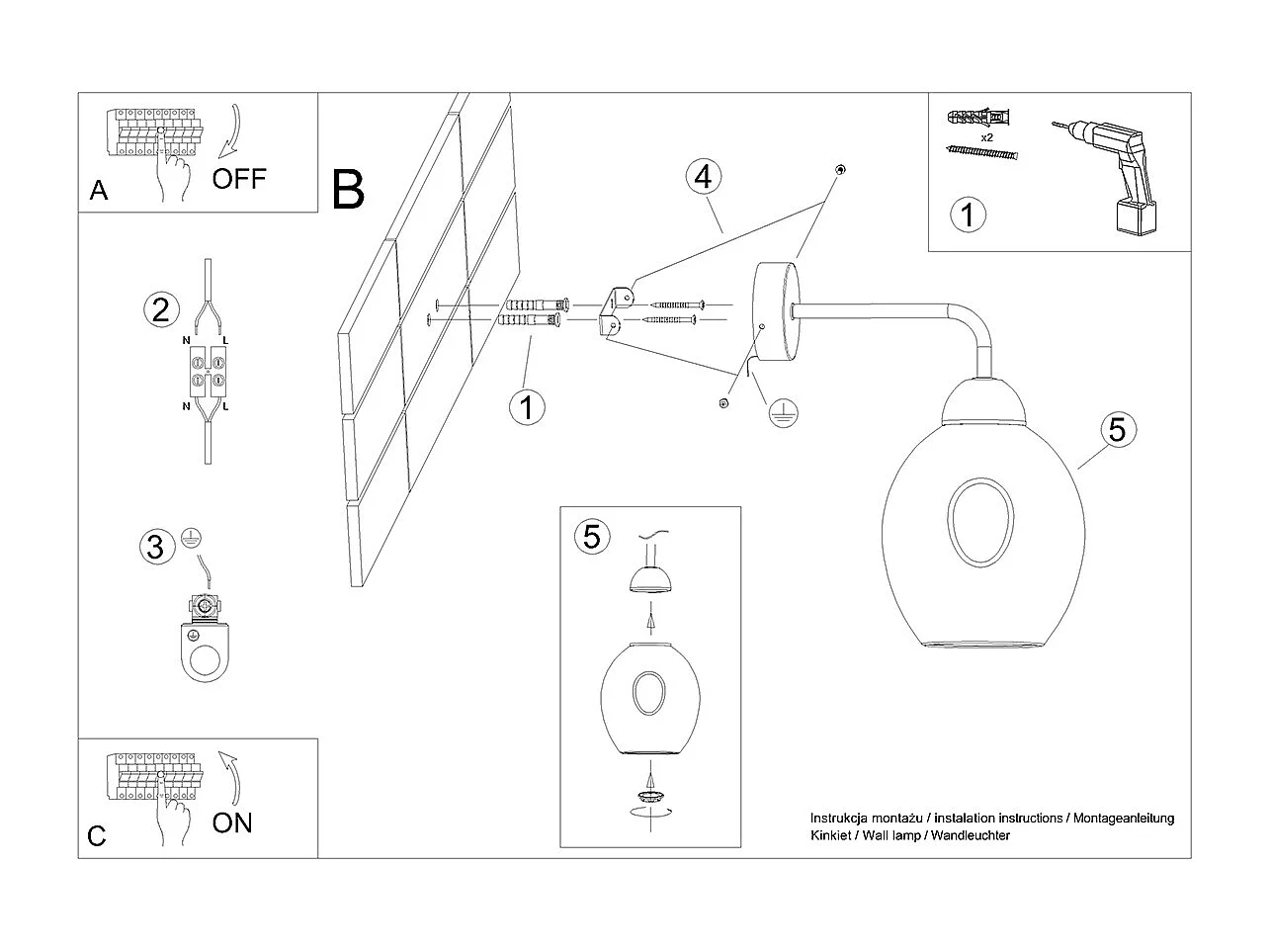 Appliques Allivon moderne en acier - 1 sources lumineuses 3000K - L.25 x H.29 cm - noir