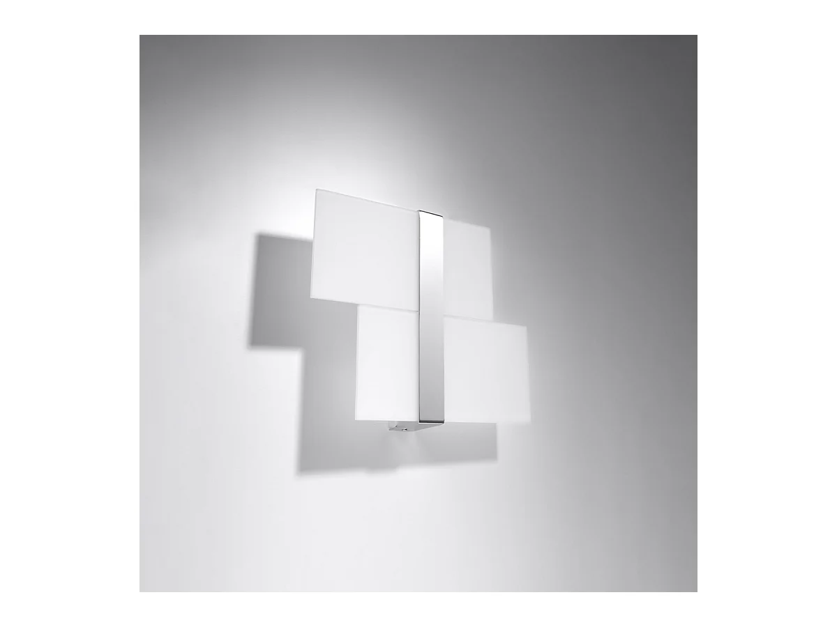 Lampade da parete Verre moderno di acciaio/vetro - 2 sorgenti luminose 3000K - L.39 x A.28 cm - cromo/bianco