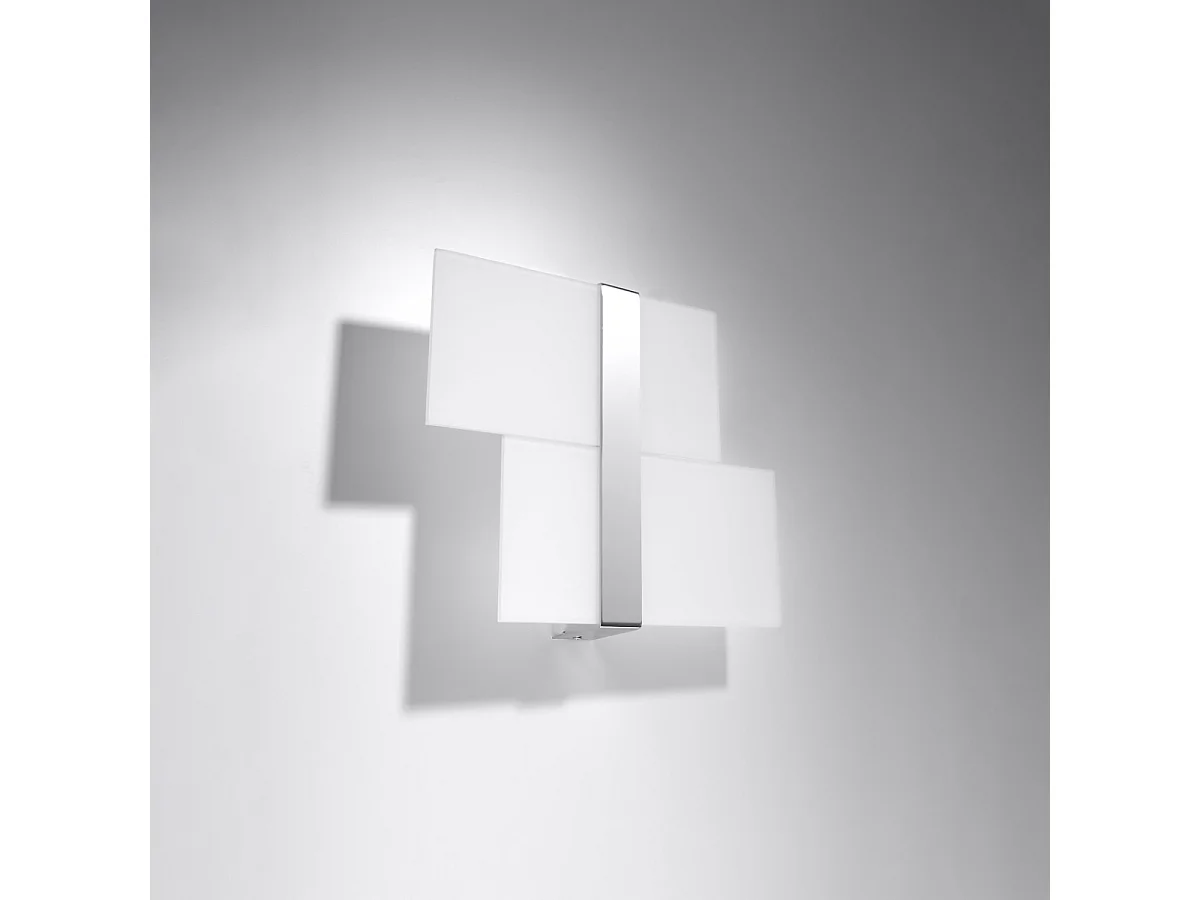 Appliques Verre moderne en acier/verre - 2 sources lumineuses 3000K - L.39 x H.28 cm - chromé/blanc