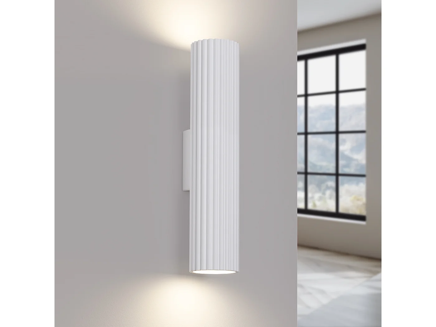 Applique Gloow minimaliste en aluminium - 2 sources lumineuses 3000K - L.6,5 x H.30 cm - blanc