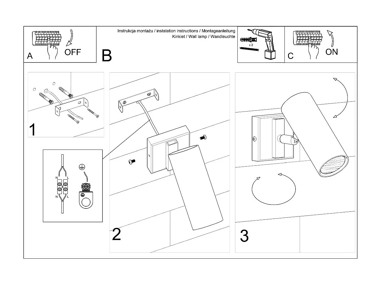 Wandlampen Invicta modern aus  Stahl - 1 lichtquellen 4000K - L.8 x H. cm - Weiß