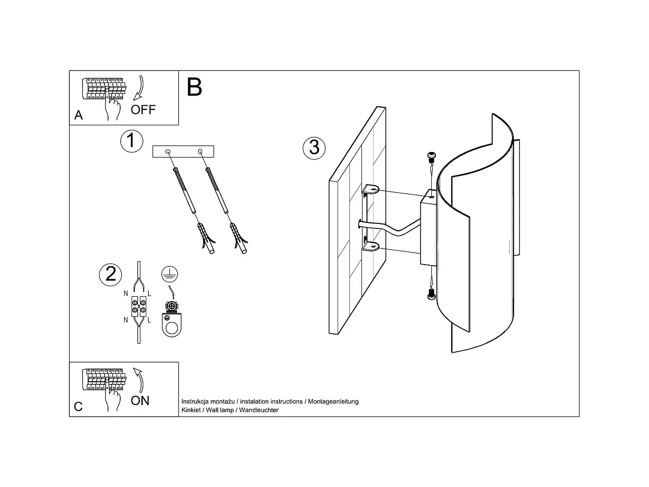 Candeeiros de parede Influx industrial, aço - 1 fontes de luz 3000K - L.22 x H.23 cm - branco
