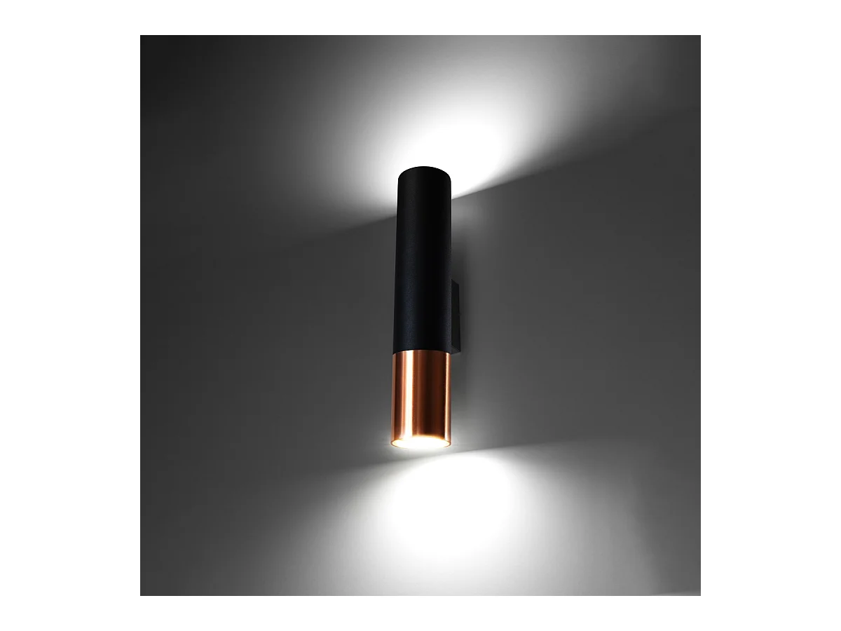 Appliques Zarpex moderne en acier - 2 sources lumineuses 3000K - L.6 x H.29 cm - noir/cuivre