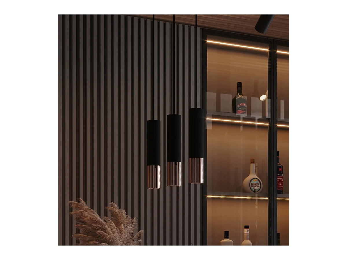 Appliques Zarpex moderne en acier - 2 sources lumineuses 3000K - L.6 x H.29 cm - noir/cuivre