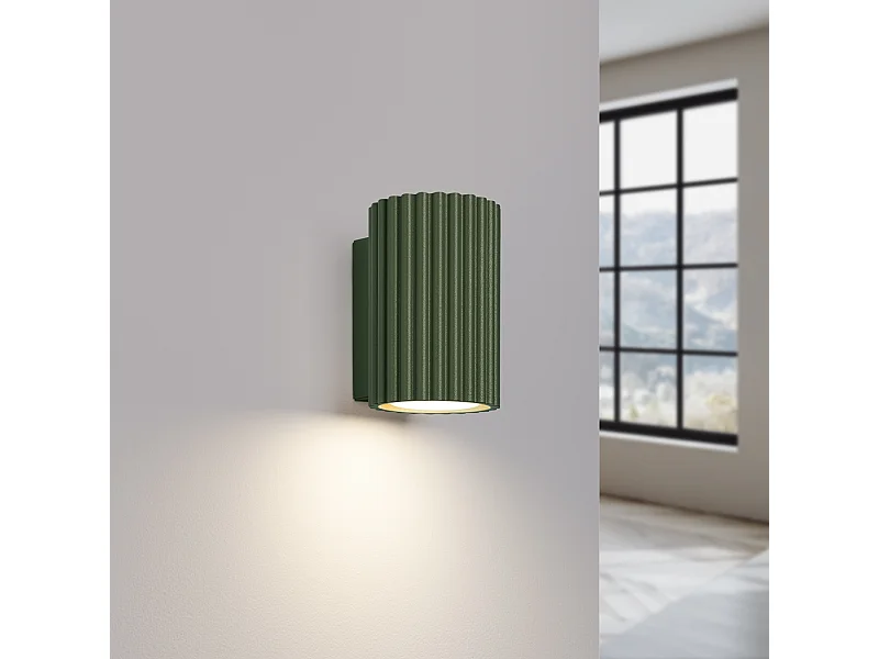 Wandlamp Gloow minimalistisch van  - 1 lichtbronnen 3000K - L.6,5 x H.10 cm - olijfgroen
