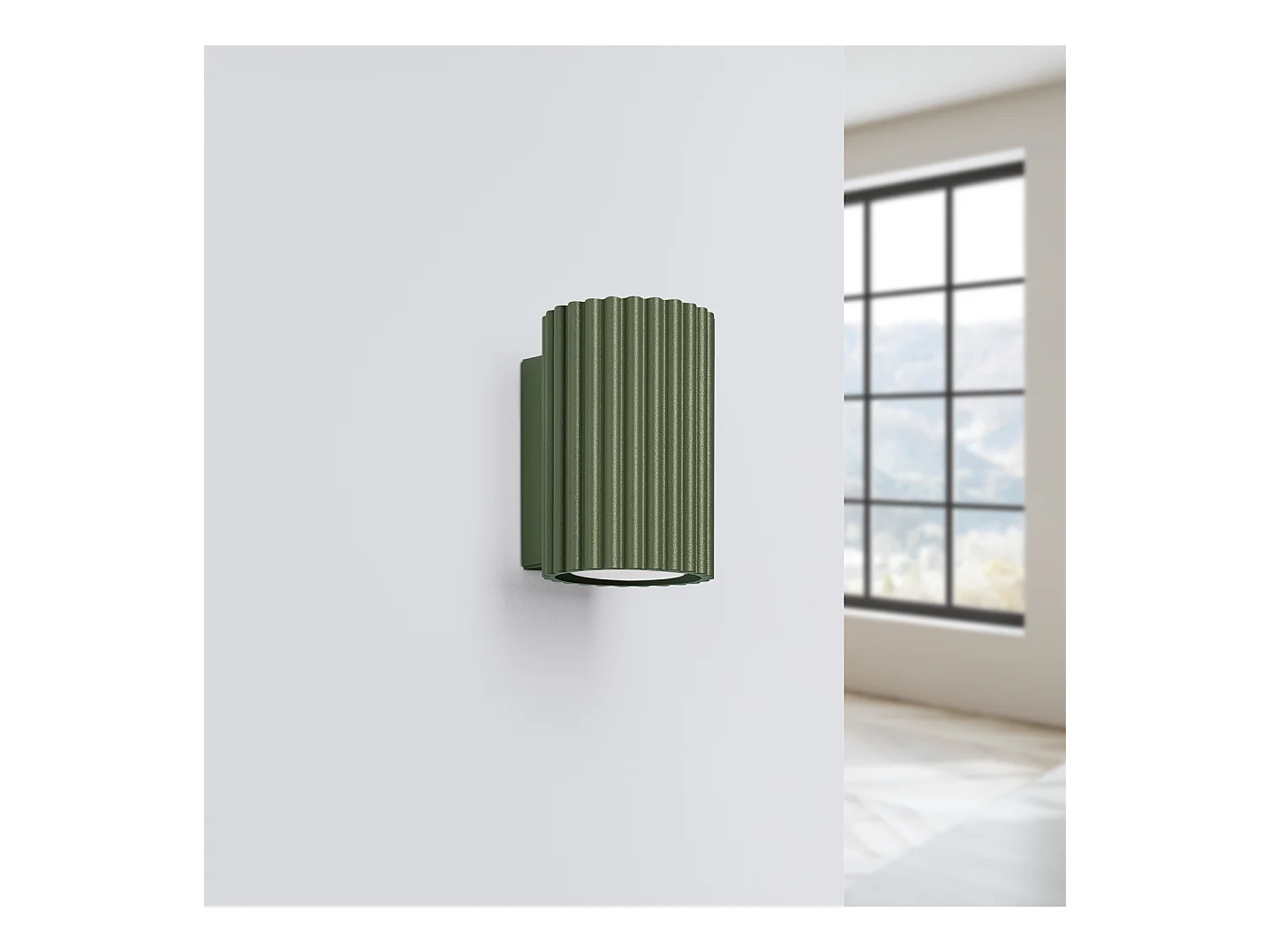 Wandlamp Gloow minimalistisch van  - 1 lichtbronnen 3000K - L.6,5 x H.10 cm - olijfgroen