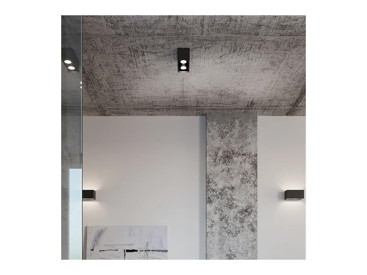 Wandlampen Quadx maxi modern van  - 2 lichtbronnen 4000K - L.20 x H.10 cm - grijs