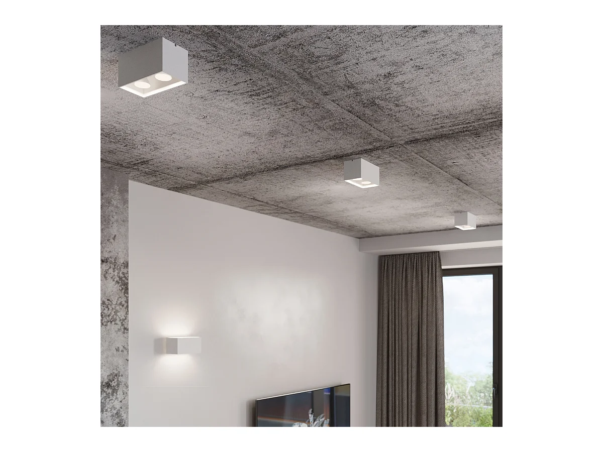 Lampade da parete Quadx maxi moderno di alluminio - 2 sorgenti luminose 4000K - L.20 x A.10 cm - bianco