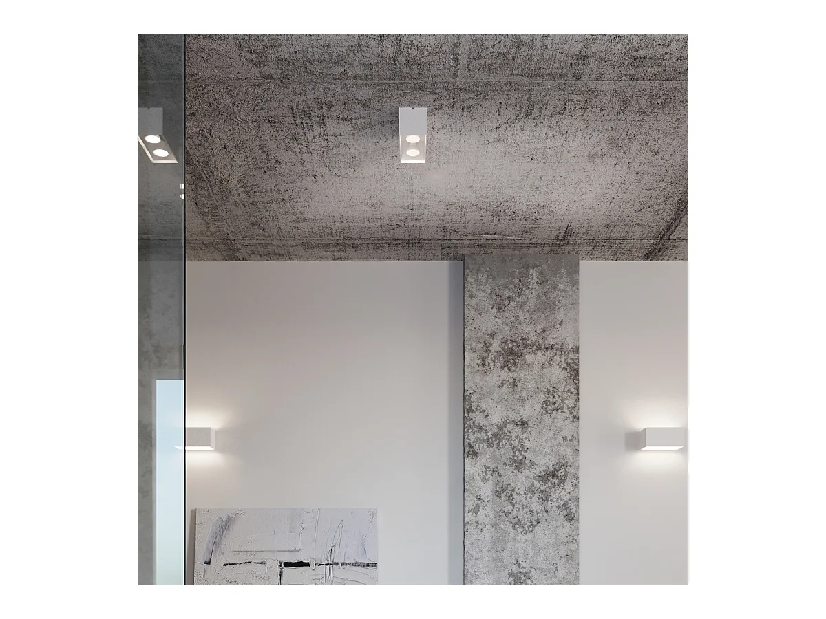 Lampade da parete Quadx maxi moderno di alluminio - 2 sorgenti luminose 4000K - L.20 x A.10 cm - bianco