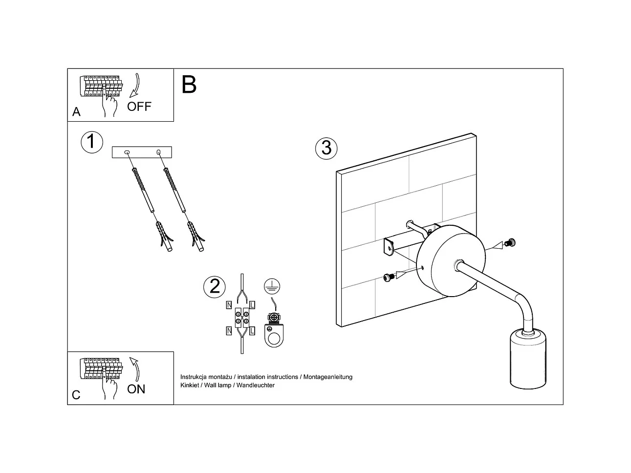 Candeeiros de parede Luxra sótão, aço - 1 fontes de luz 3000K - L.8 x H.8 cm - preto