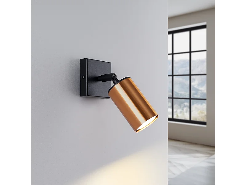 Wandlampen Glois modern van  - 1 lichtbronnen 3000K - L.8 x H.18,5 cm - zwart/koper