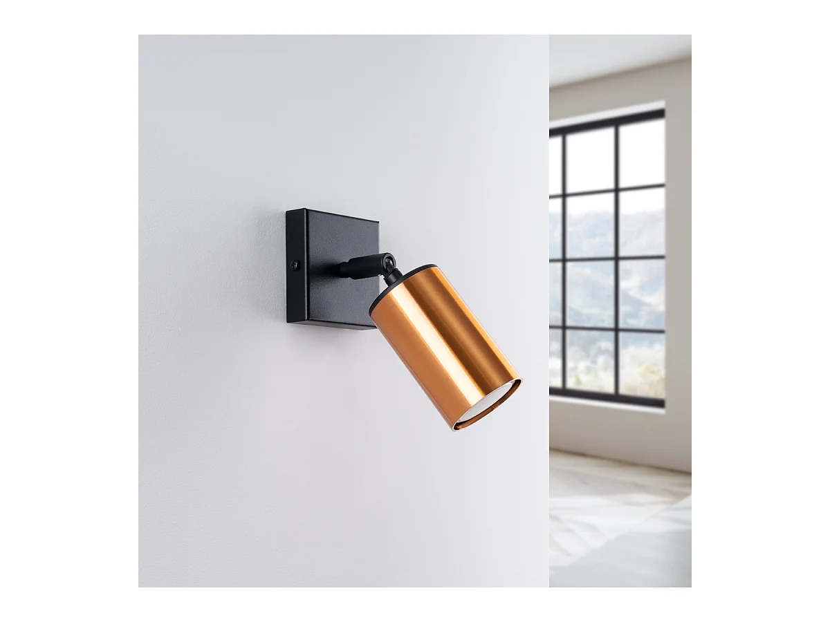 Wandlampen Glois modern van  - 1 lichtbronnen 3000K - L.8 x H.18,5 cm - zwart/koper