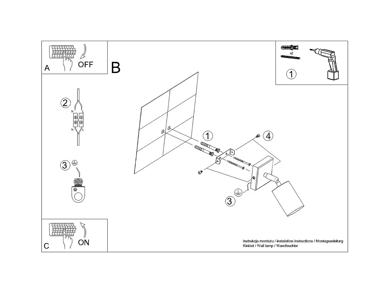 Wandlampen Glois modern van  - 1 lichtbronnen 3000K - L.8 x H.18,5 cm - zwart/koper